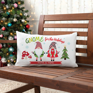 Gnome For The Holidays Couple Personalized Lumbar Pillow 
