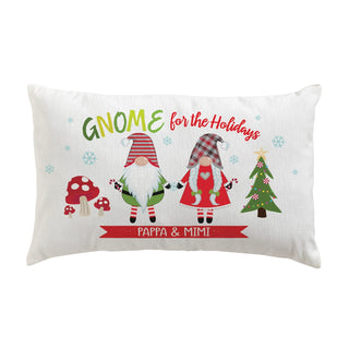 Gnome For The Holidays Couple Personalized Lumbar Throw Pillow