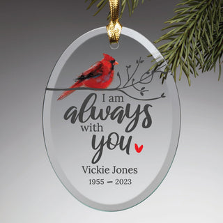 Always With You Memorial Personalized Oval Glass Ornament