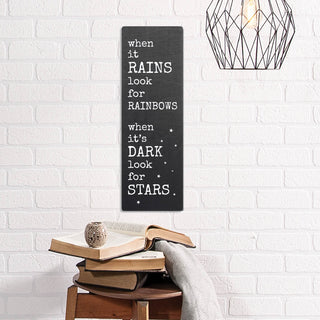 Look For Stars 6x18 Black Wood Wall Plaque