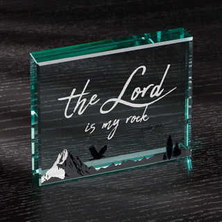 The Lord Is My Rock Glass Paperweight