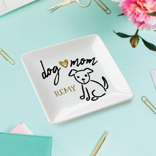 Dog Mom Personalized Square Trinket Dish