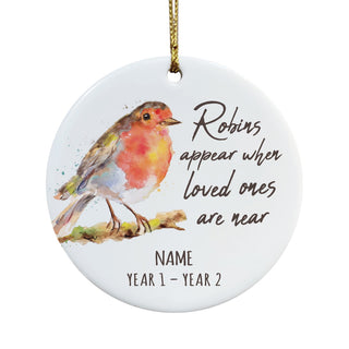 Robins Appear Memorial Personalized Ceramic Ornament