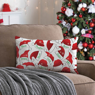 Santa Hats Personalized Lumbar Throw Pillow