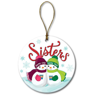 Two Snowmen Sisters Personalized Ceramic Ornament