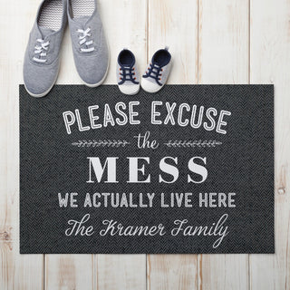 Excuse The Mess Personalized Doormat - 18x27 Inch, 1/4" Thick