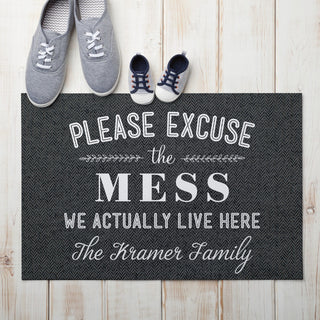 Excuse The Mess Personalized Thin Doormat