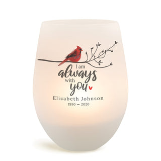 Always With You Memorial Frosted Wine Glass Votive Holder