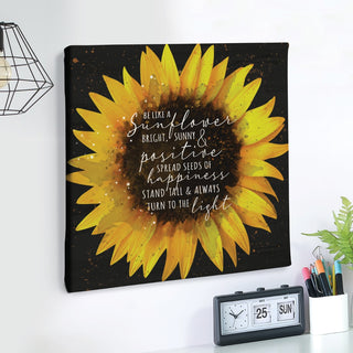 Be Like A Sunflower Black 12x12 Canvas