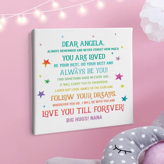 Love You Till Forever Rainbow Stars Personalized 12x12 Canvas