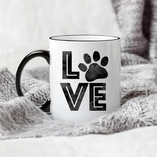 Love My Pooch White Coffee Mug with Black Rim and Handle-11oz