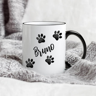 Love My Pooch White Coffee Mug with Black Rim and Handle-11oz