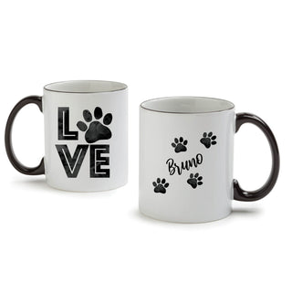 Love My Pooch White Coffee Mug with Black Rim and Handle-11oz