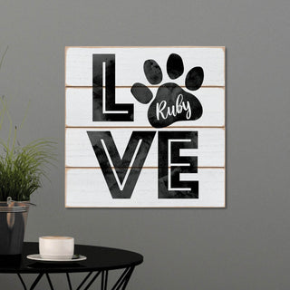 Love My Pooch Personalized White Wood Shiplap Art