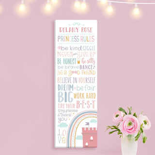 Princess Rules Personalized 6x18 Canvas