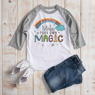 Make Your Own Magic Rainbow Personalized Youth Gray Sports Jersey