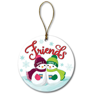 Two Snowmen Friends Personalized Ceramic Ornament