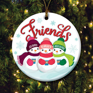 Three Snowmen Friends Personalized Ceramic Ornament