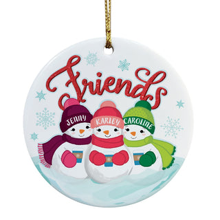 Three Snowmen Friends Personalized Ceramic Ornament