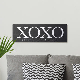 XOXO Personalized 6x18 Black Wood Wall Art