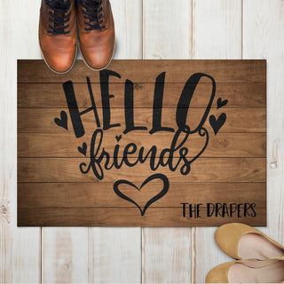 Hello Friends Personalized Doormat - 18x27 Inch, 1/4" Thick