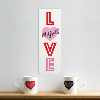 LOVE Personalized White Wood Art Plaque