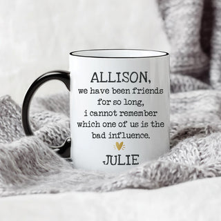 Bad Influence Personalized Black Handle Coffee Mug - 11 oz.