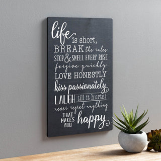 Life Is Short Black 10x15 Wood Wall Art