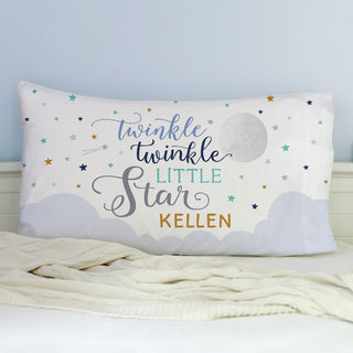 Twinkle Little Star Blue Personalized Pillowcase