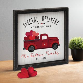 Loads of Love Truck Personalized Black Framed Wood Wall Art