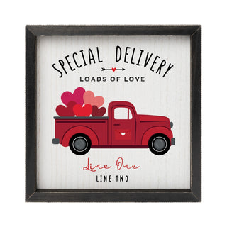 Loads of Love Truck Personalized Black Framed Wood Art