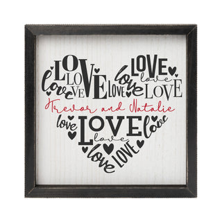 Love Heart Personalized Black Framed Wood Art