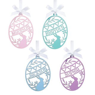 Light Blue Painted Personalized Wood Easter Egg