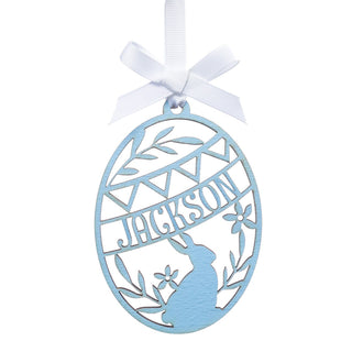 Light Blue  Painted Personalized Wood Easter Egg 