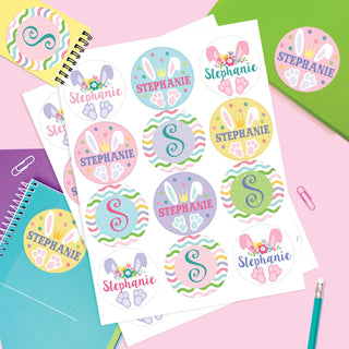 Girl Bunny Ears & Feet Personalized Stickers
