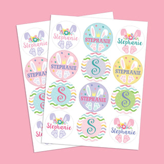 Girl Bunny Ears & Feet Personalized Stickers