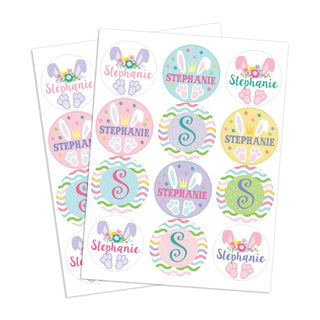 Girl Bunny Ears & Feet Personalized Stickers