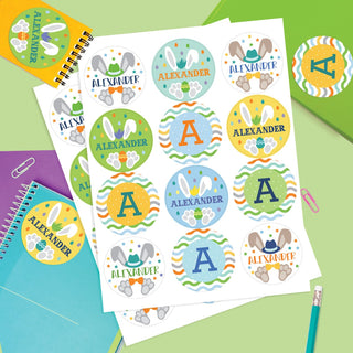 Boy Bunny Ears & Feet Personalized Stickers