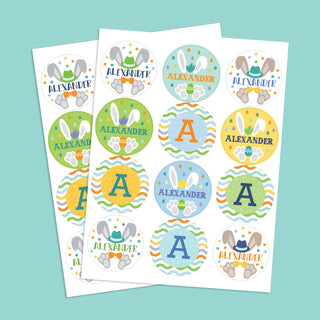 Boy Bunny Ears & Feet Personalized Stickers
