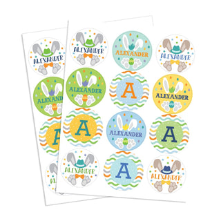 Boy Bunny Ears & Feet Personalized Stickers