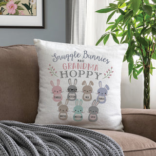 Hoppy Snuggle Bunnies Personalized 17" Throw Pillow