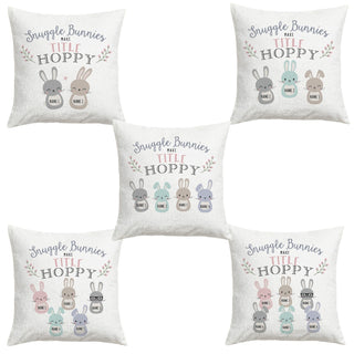 Hoppy Snuggle Bunnies Personalized 17" Throw Pillow