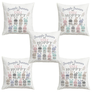 Hoppy Snuggle Bunnies Personalized 17" Throw Pillow