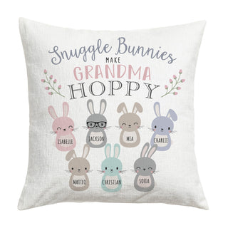 Hoppy Snuggle Bunnies Personalized 17" Throw Pillow
