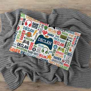 Gamer Words and Icon Personalized Pillowcase