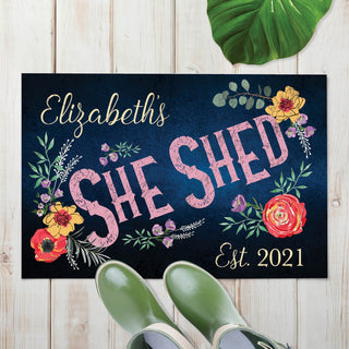 She Shed Personalized Doormat - 18x27 Inch, 1/4" Thick