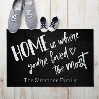 Where You're Loved The Most Personalized Thin Doormat