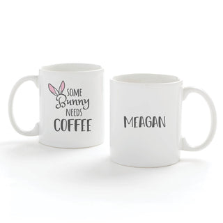 Some Bunny Needs Coffee Personalized White Coffee Mug - 11 oz.