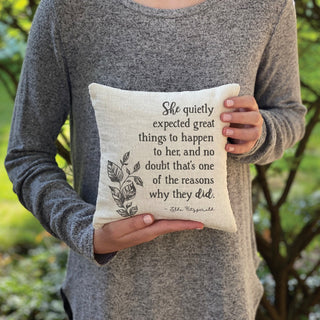 She Expected Great Things 8x8 Gift Pillow