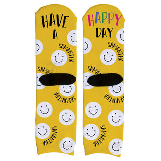 Have A Happy Day Personalized Adult Crew Socks